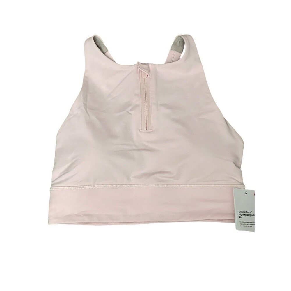 Lululemon Energy High Neck Longline Bra *Zip FUSP Flush Pink Sz 4 New